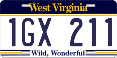 WV license plate 1GX211
