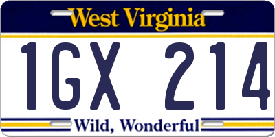 WV license plate 1GX214