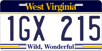WV license plate 1GX215