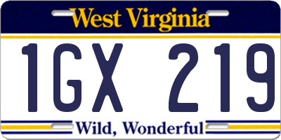 WV license plate 1GX219