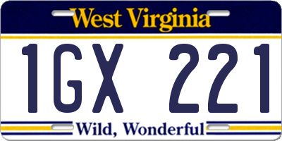 WV license plate 1GX221