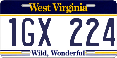 WV license plate 1GX224