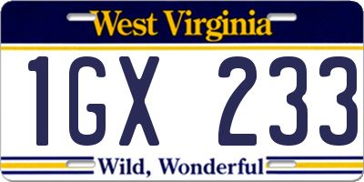 WV license plate 1GX233