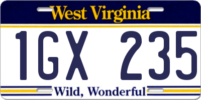 WV license plate 1GX235