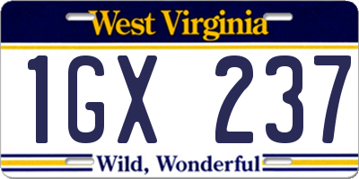 WV license plate 1GX237