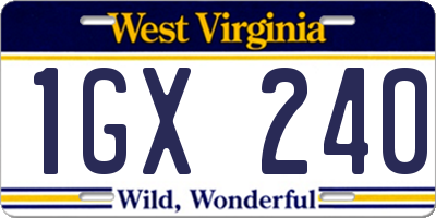 WV license plate 1GX240
