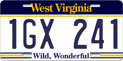 WV license plate 1GX241