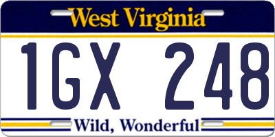 WV license plate 1GX248