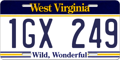 WV license plate 1GX249