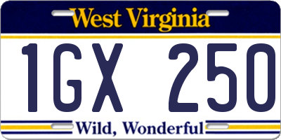 WV license plate 1GX250