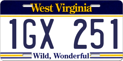 WV license plate 1GX251