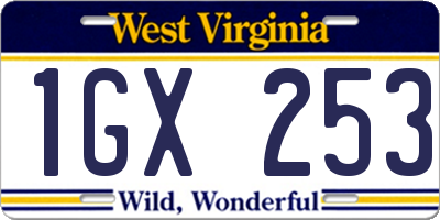 WV license plate 1GX253