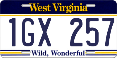 WV license plate 1GX257