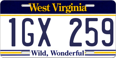 WV license plate 1GX259