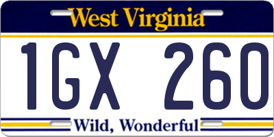 WV license plate 1GX260