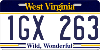 WV license plate 1GX263