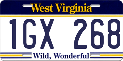 WV license plate 1GX268