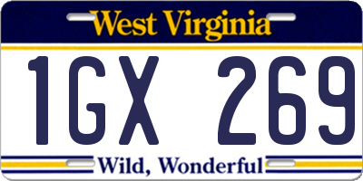 WV license plate 1GX269