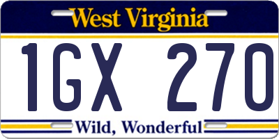WV license plate 1GX270
