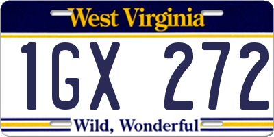 WV license plate 1GX272