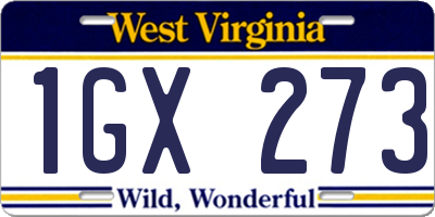 WV license plate 1GX273