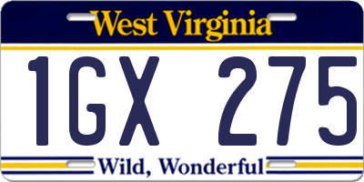 WV license plate 1GX275