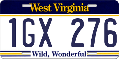 WV license plate 1GX276