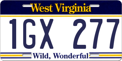 WV license plate 1GX277