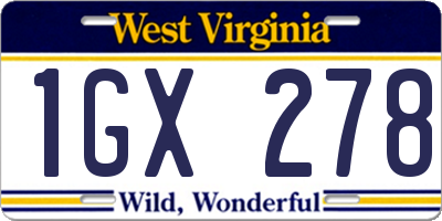 WV license plate 1GX278