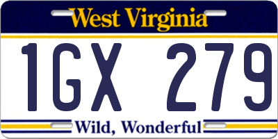 WV license plate 1GX279