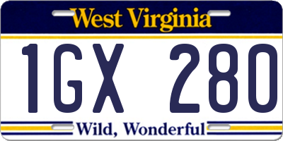 WV license plate 1GX280