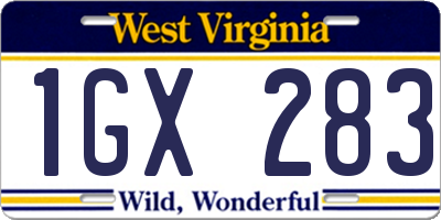 WV license plate 1GX283