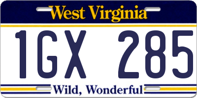 WV license plate 1GX285