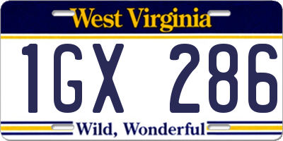 WV license plate 1GX286