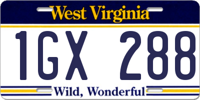 WV license plate 1GX288