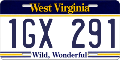 WV license plate 1GX291