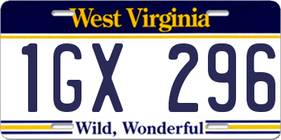 WV license plate 1GX296