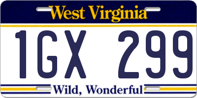 WV license plate 1GX299
