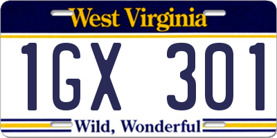 WV license plate 1GX301