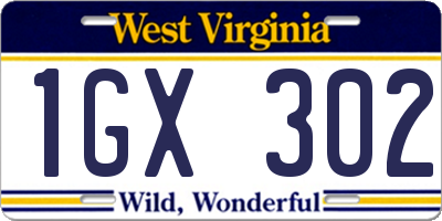 WV license plate 1GX302