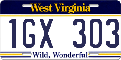 WV license plate 1GX303