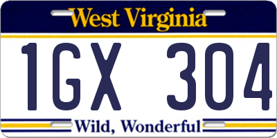 WV license plate 1GX304