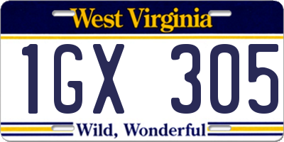 WV license plate 1GX305