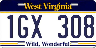 WV license plate 1GX308