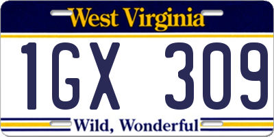 WV license plate 1GX309