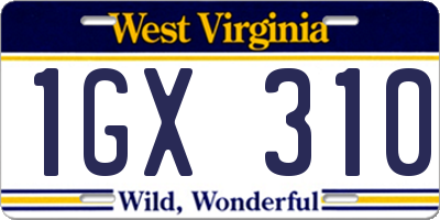 WV license plate 1GX310