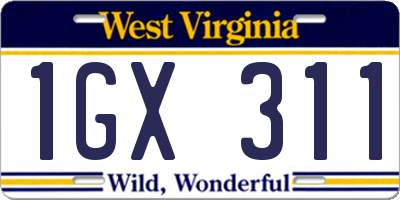 WV license plate 1GX311