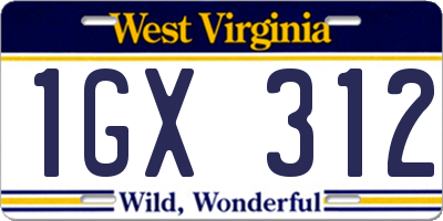 WV license plate 1GX312
