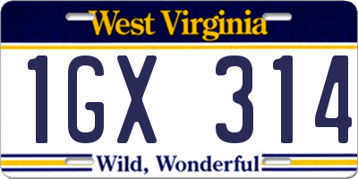 WV license plate 1GX314