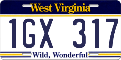 WV license plate 1GX317